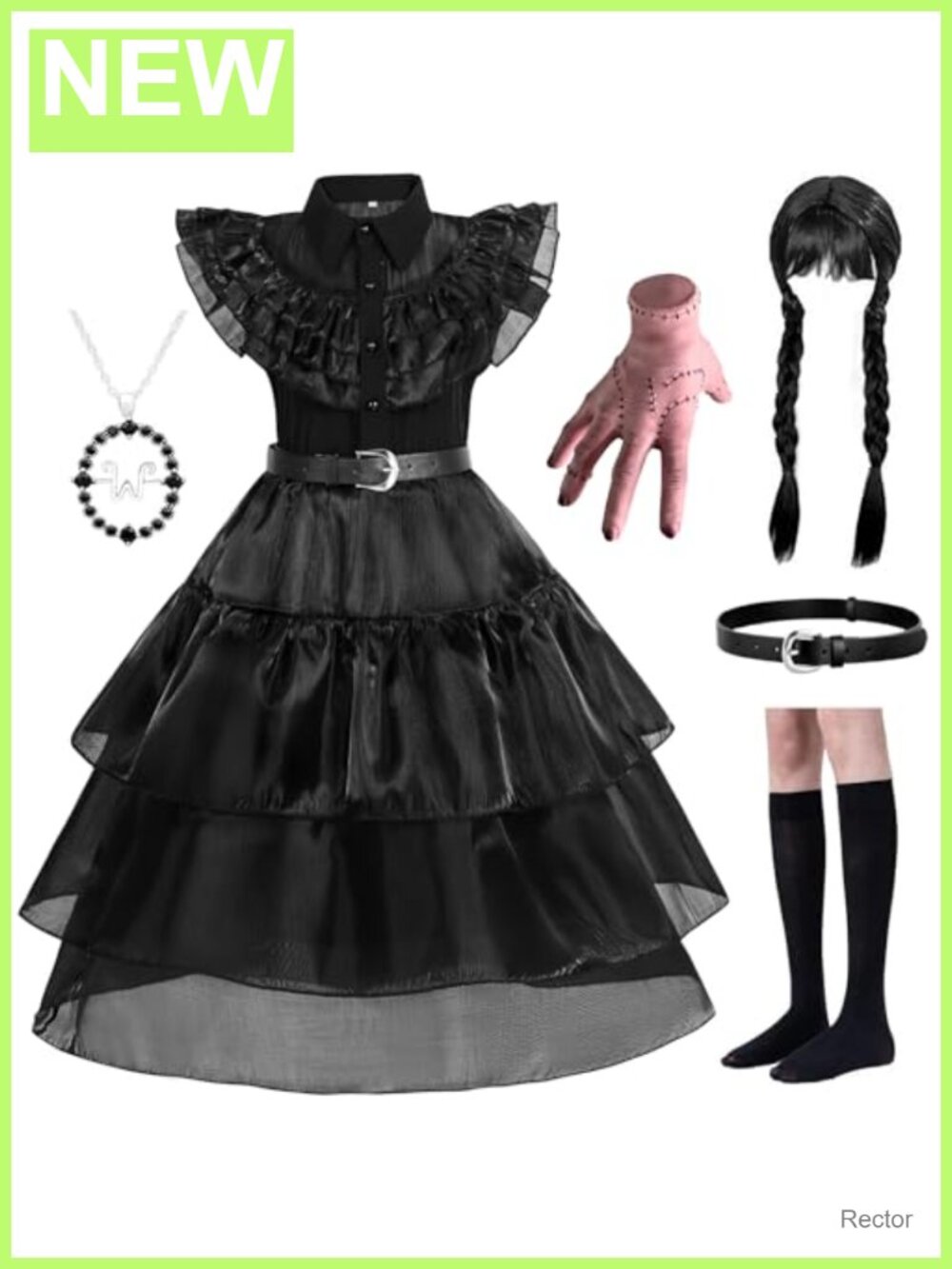 Girls Black Cosplay Dress Halloween Costume with Accessories